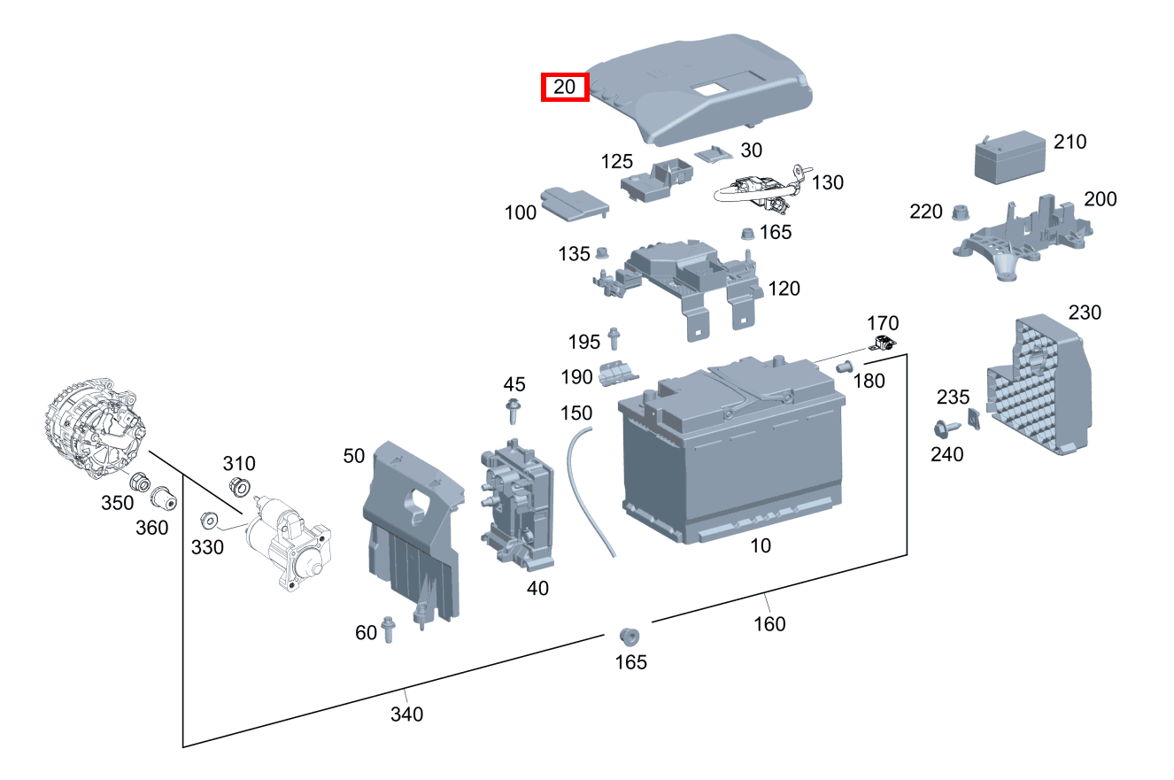 BATTERIEABDECKUNG Starterbatterie GLB 200 4MATIC 253