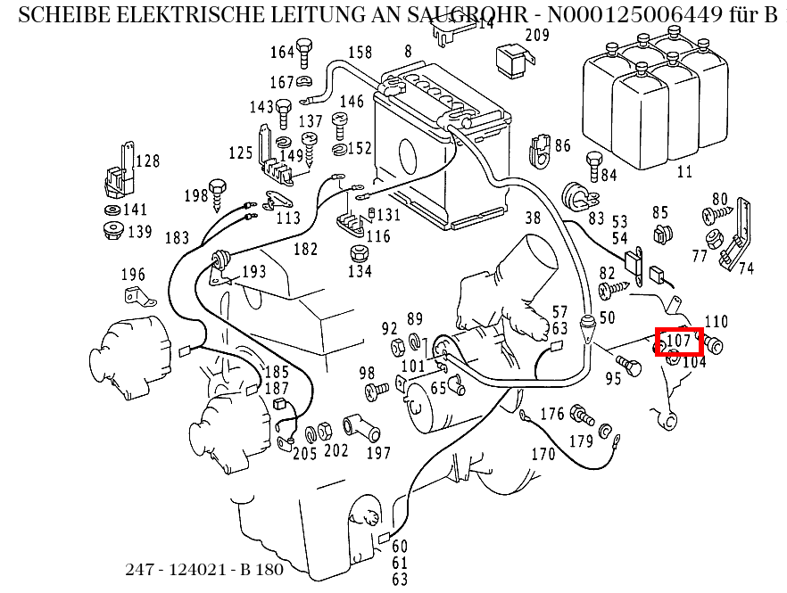 Scheibe ELEKTRISCHE LEITUNG AN SAUGROHR B 180 247