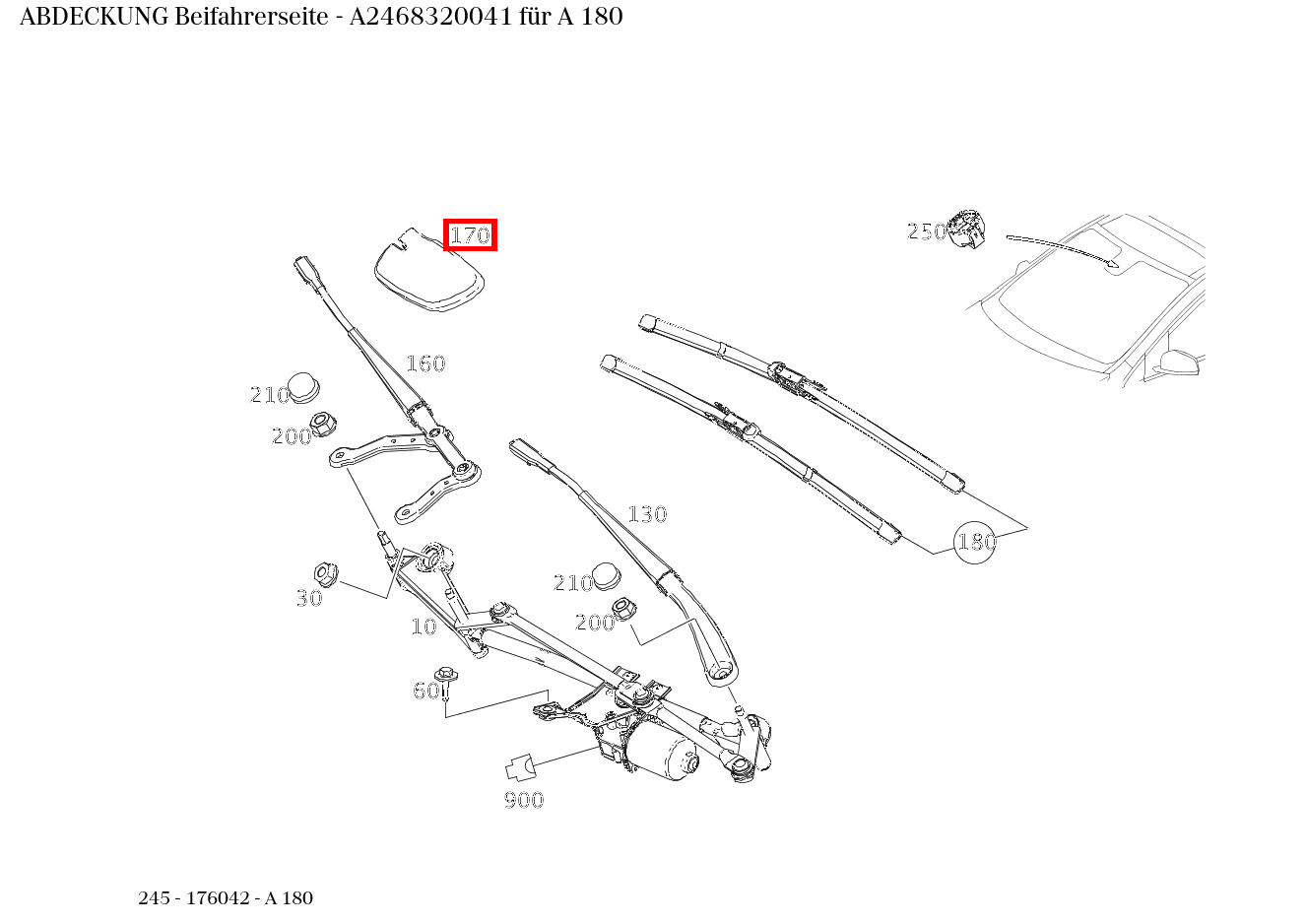 Abdeckung Beifahrerseite A 180 245 Abdeckung Beifahrerseite A 180 245