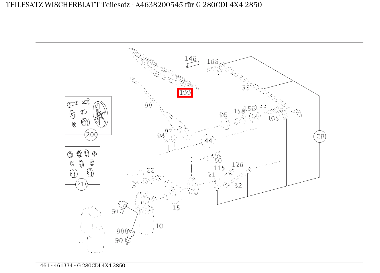 Teilesatz Wischerblatt Teilesatz G 280CDI 4X4 2850 461