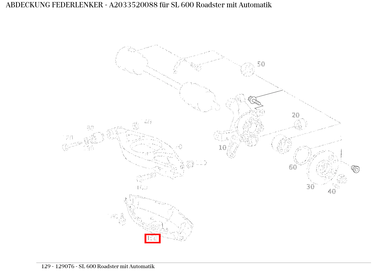 Abdeckung FEDERLENKER SL 600 Roadster mit Automatik 129 Abdeckung FEDERLENKER SL 600 Roadster mit Automatik 129
