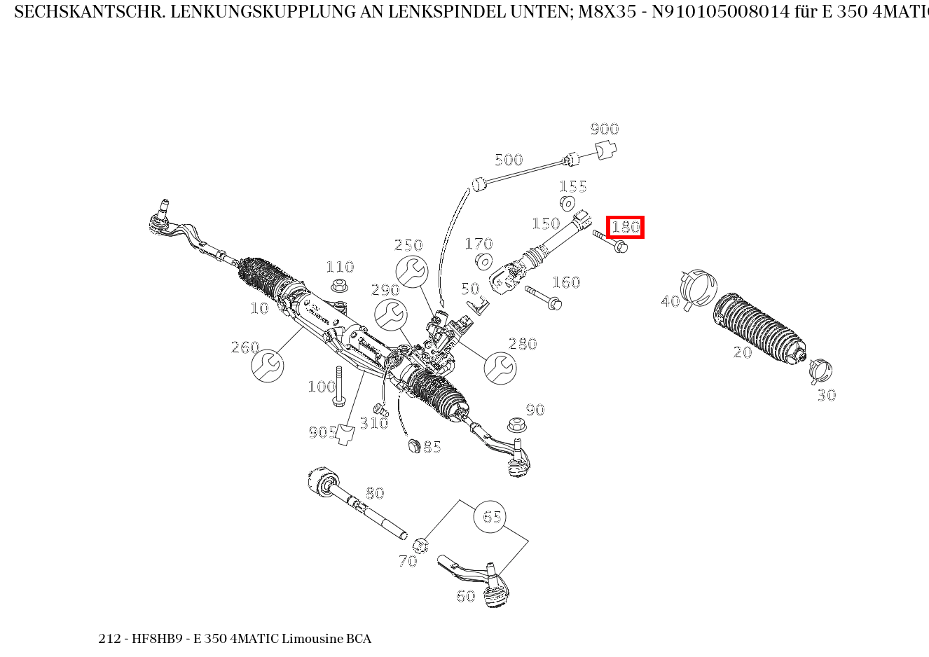 Sechskantschraube LENKUNGSKUPPLUNG AN LENKSPINDEL UNTEN; M8X35 E 350 4MATIC Limousine BCA 212
