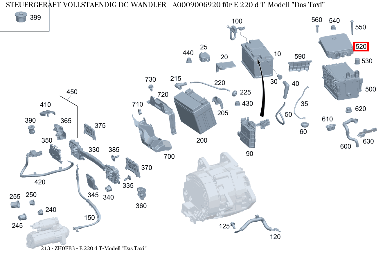 Steuergerät vollständig DC-WANDLER E 220 d T-Modell "Das Taxi" 213