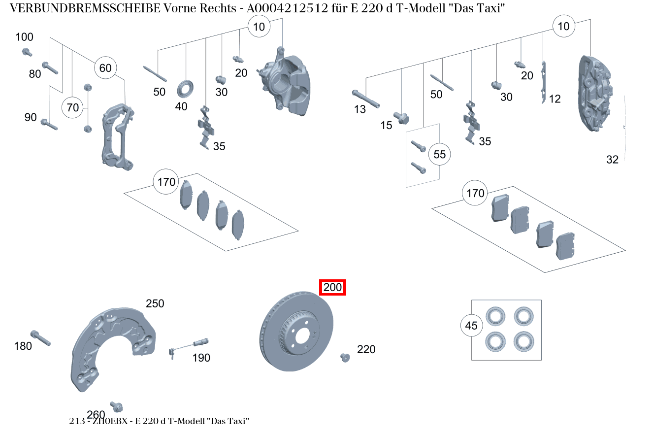 Verbundbremsscheibe Vorne Rechts E 220 d T-Modell "Das Taxi" 213 Verbundbremsscheibe Vorne Rechts E 220 d T-Modell "Das Taxi" 213
