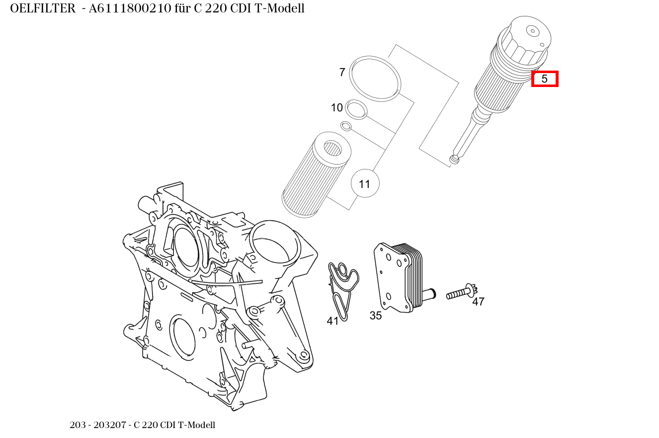 Ölfilter C 220 CDI T-Modell 203