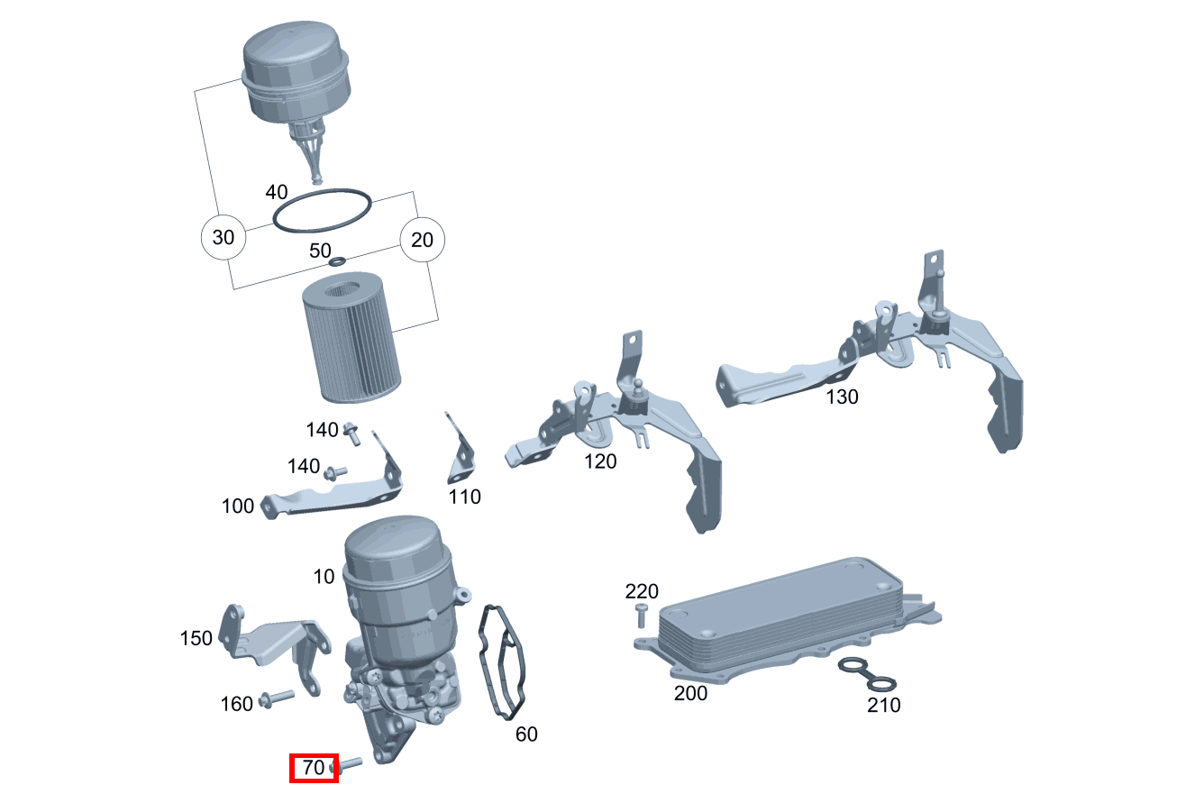 Sechsrundschraube Ölfilter an Zylinderkurbelgehäuse; M7X25 CLS 350 SB 4Matic 218