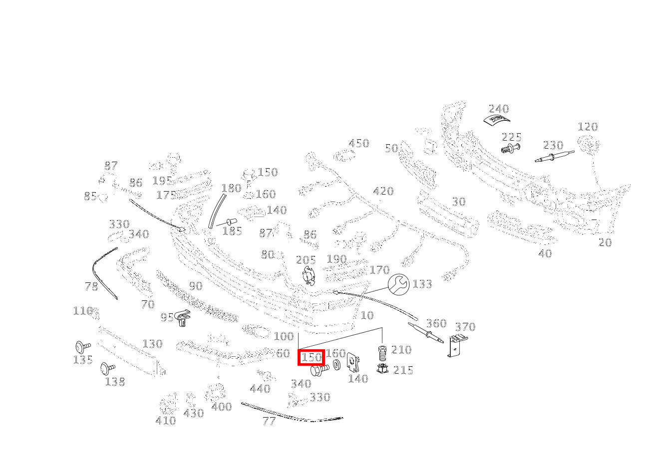 Sechsrundschraube STOSSFAENGER AN TRAEGER UNTEN; M6X35 C 220 d T-Modell 205 Sechsrundschraube STOSSFAENGER AN TRAEGER UNTEN; M6X35 C 220 d T-Modell 205