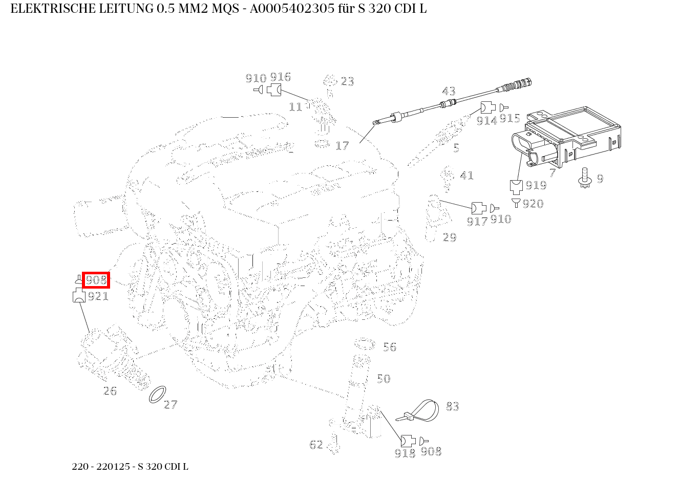 Elektrische Leitung 0.5 MM2 MQS S 320 CDI L 220