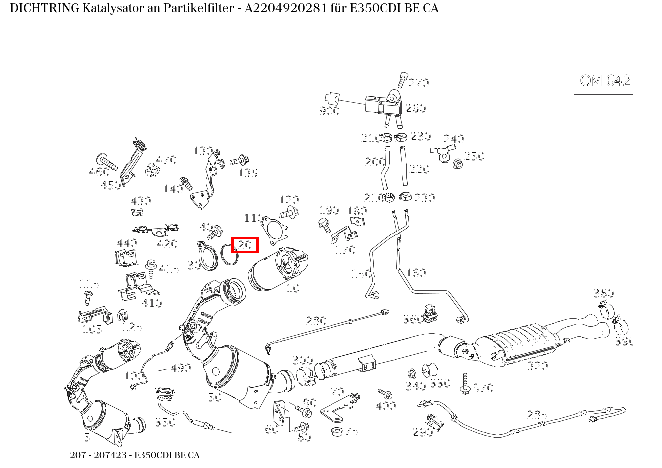 Dichtring Katalysator an Partikelfilter E350CDI BE CA 207 Dichtring Katalysator an Partikelfilter E350CDI BE CA 207