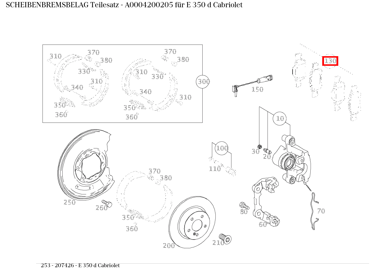 Scheibenbremsbelag Teilesatz E 350 d Cabriolet 253