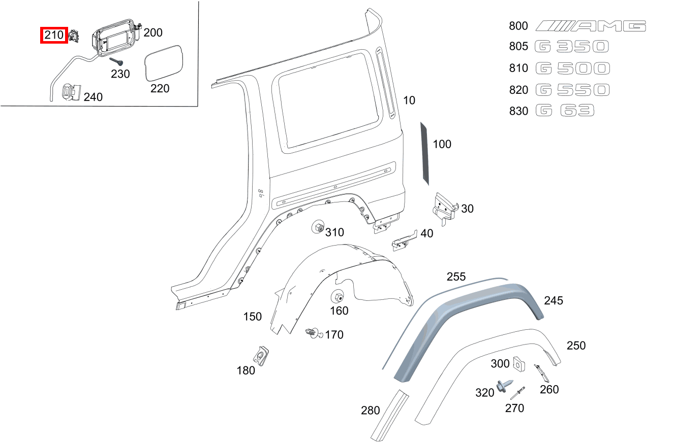 ZENTRALVERRIEGEL.STELLER ZENTRALVERRIEGELUNG TANKKLAPPE Mercedes-AMG G 63 463