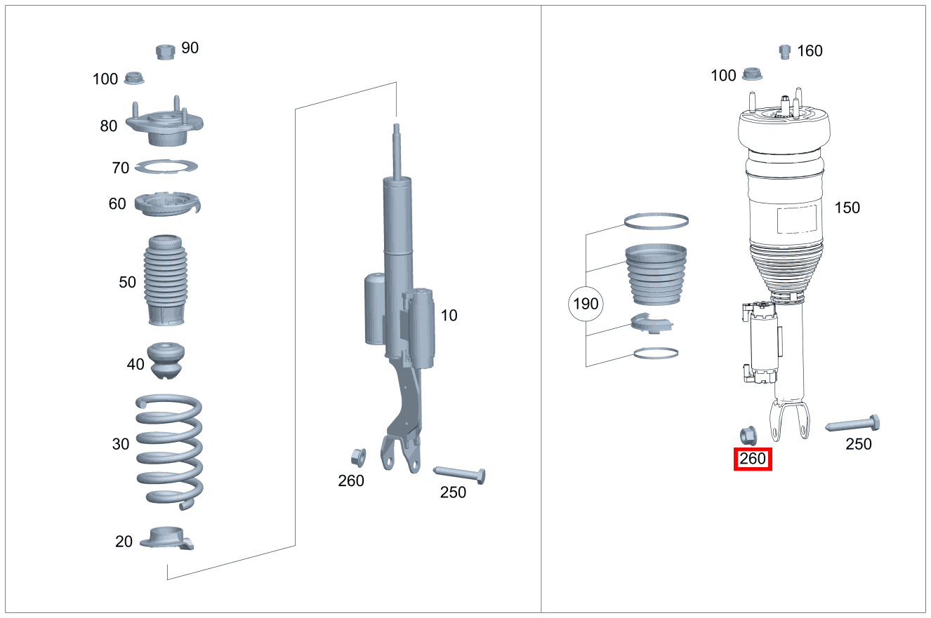 Mutter Federbein an Federlenker; M14X1.5 C 180 205 Mutter Federbein an Federlenker; M14X1.5 C 180 205