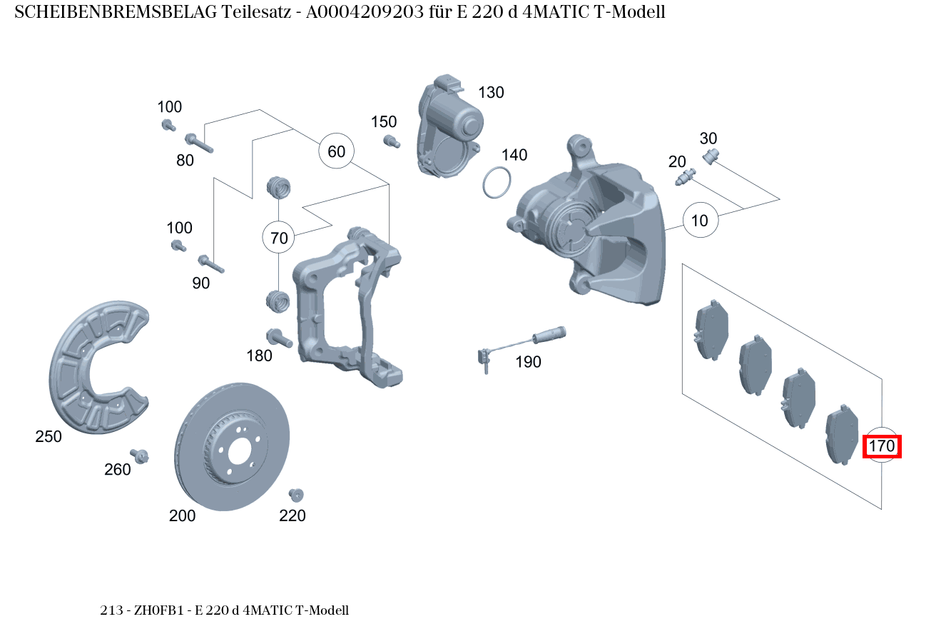 Scheibenbremsbelag Teilesatz E 220 d 4MATIC T-Modell 213 Scheibenbremsbelag Teilesatz E 220 d 4MATIC T-Modell 213