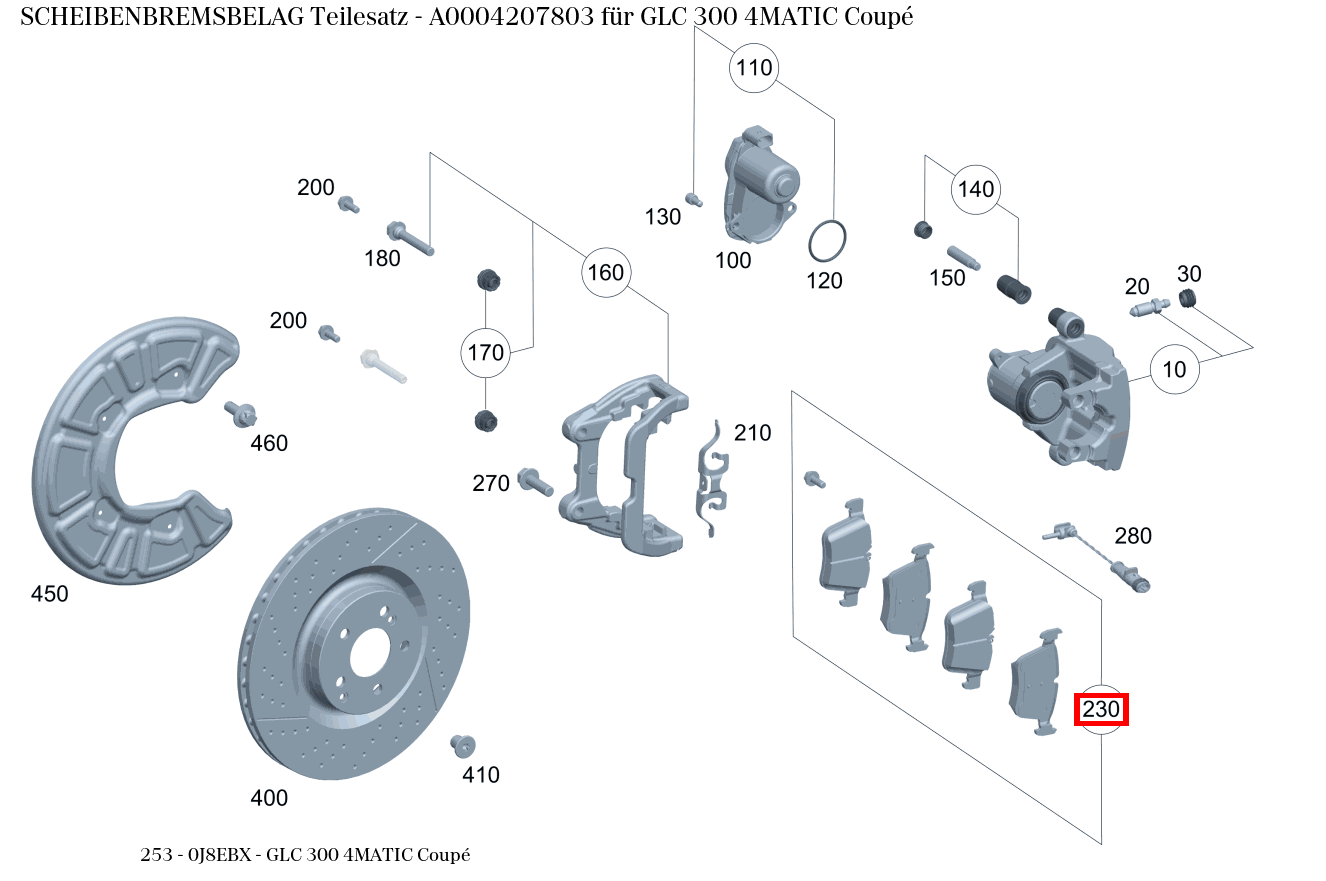 Scheibenbremsbelag Teilesatz GLC 300 4MATIC Coupé 253 Scheibenbremsbelag Teilesatz GLC 300 4MATIC Coupé 253