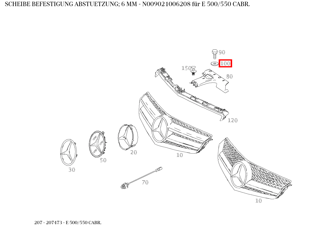 Scheibe BEFESTIGUNG ABSTUETZUNG; 6 MM E 500/550 CABR. 207