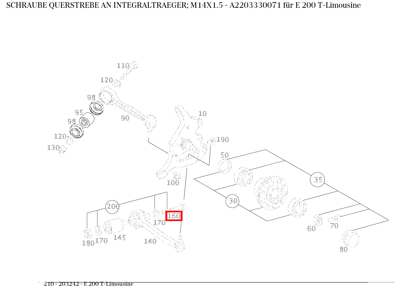 Schraube QUERSTREBE AN INTEGRALTRAEGER; M14X1.5 E 200 T-Limousine 210