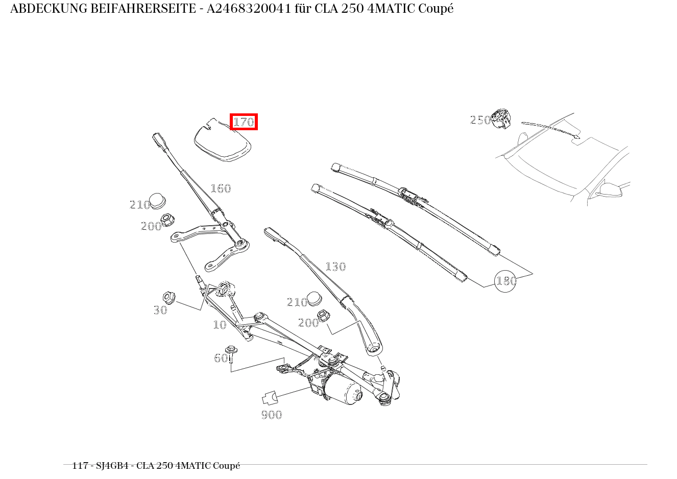 Abdeckung BEIFAHRERSEITE CLA 250 4MATIC Coupé 117