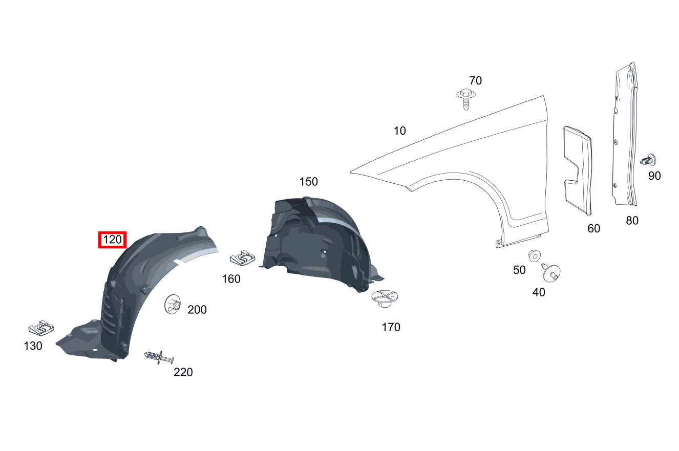 RADLAUFABDECKUNG KOTFLUEGEL LINKS VORN CLS 250 Shooting Brake BlueTEC 4MATIC 218