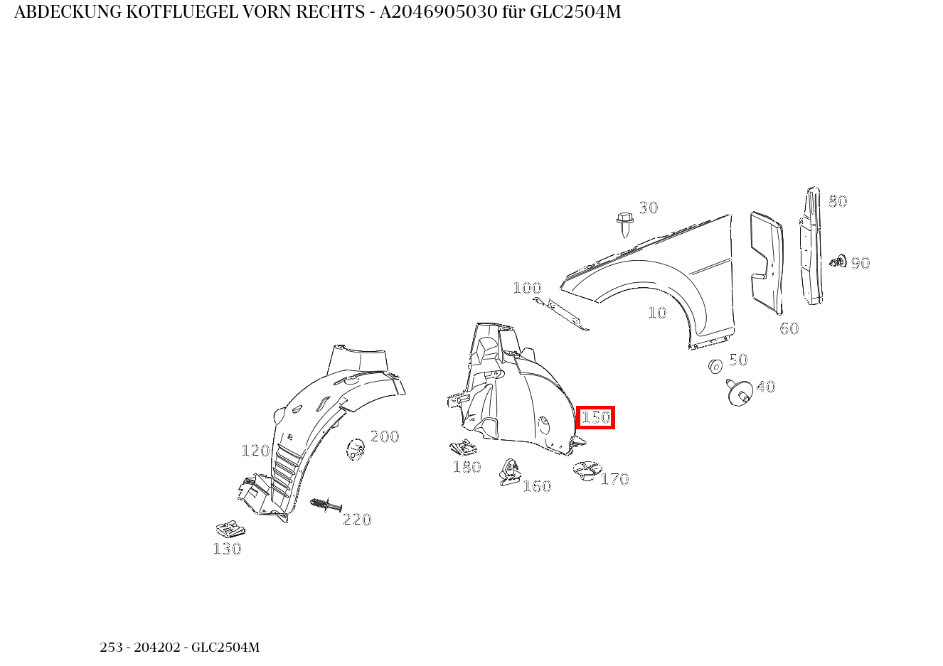 Abdeckung KOTFLUEGEL VORN RECHTS GLC2504M 253