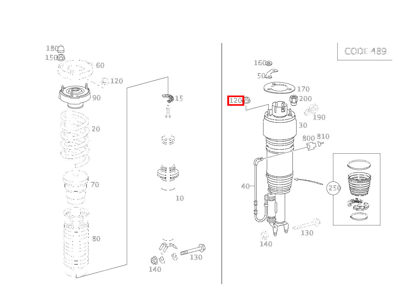 Mutter Federbein an Karosserie; M8 E 220 CDI T-Modell 212 Mutter Federbein an Karosserie; M8 E 220 CDI T-Modell 212