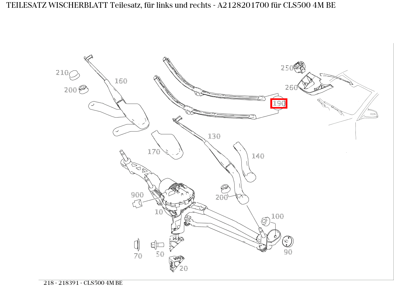 Teilesatz Wischerblatt Teilesatz, für links und rechts CLS500 4M BE 218