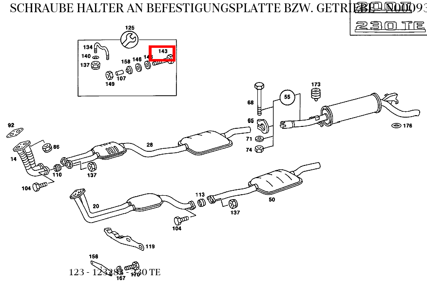 Schraube HALTER AN BEFESTIGUNGSPLATTE BZW. GETRIEBE 230 TE 123 Schraube HALTER AN BEFESTIGUNGSPLATTE BZW. GETRIEBE 230 TE 123
