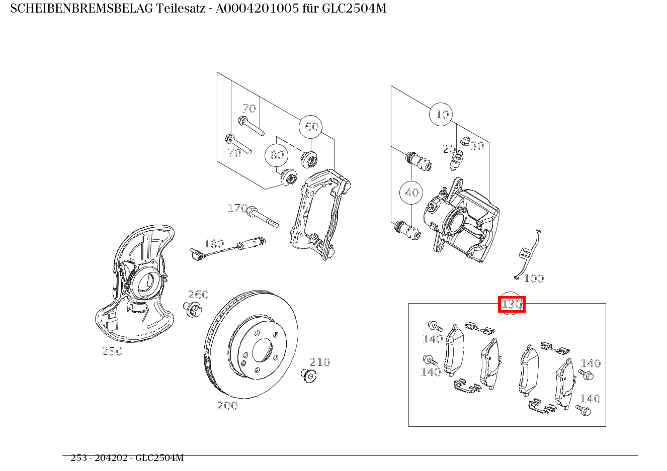 Scheibenbremsbelag Teilesatz GLC2504M 253