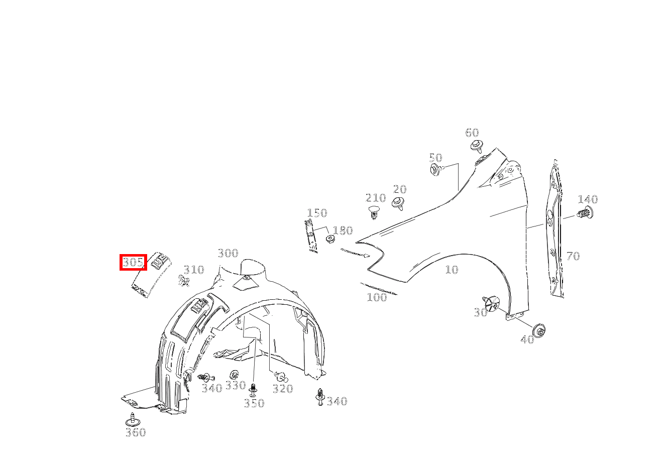 RADLAUFABDECKUNG SERVICEKLAPPE RECHTS B220 4M 246
