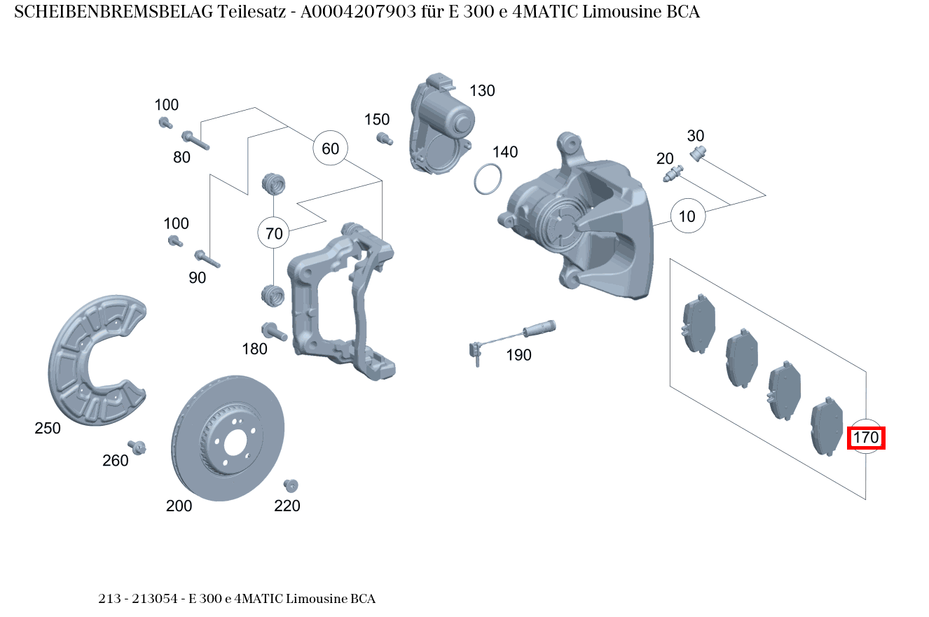 Scheibenbremsbelag Teilesatz E 300 e 4MATIC Limousine BCA 213 Scheibenbremsbelag Teilesatz E 300 e 4MATIC Limousine BCA 213