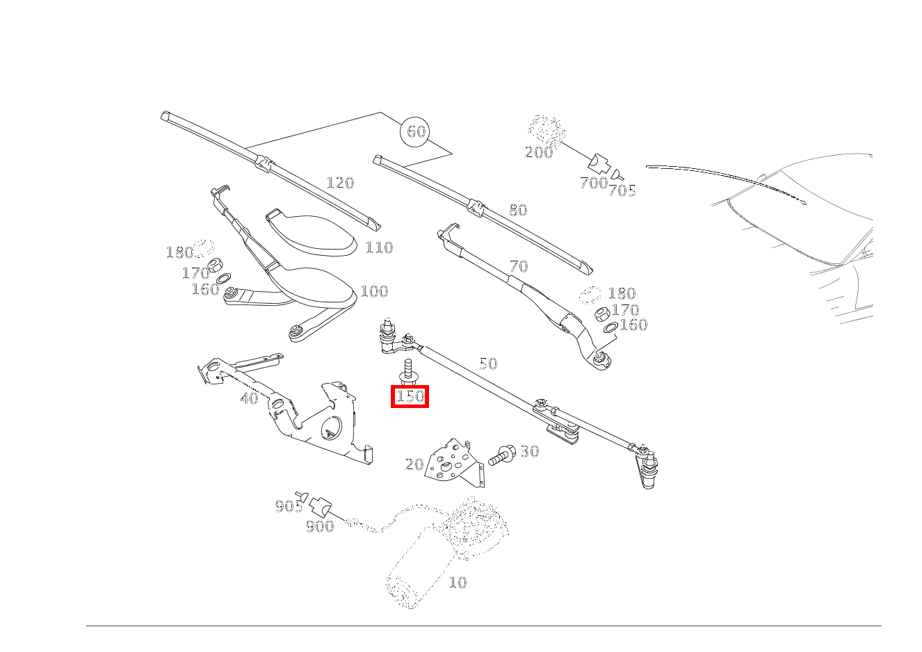 Sechsrundschraube BEFESTIGUNG WISCHERARM; M6X10 SLR McLaren Roadster 199