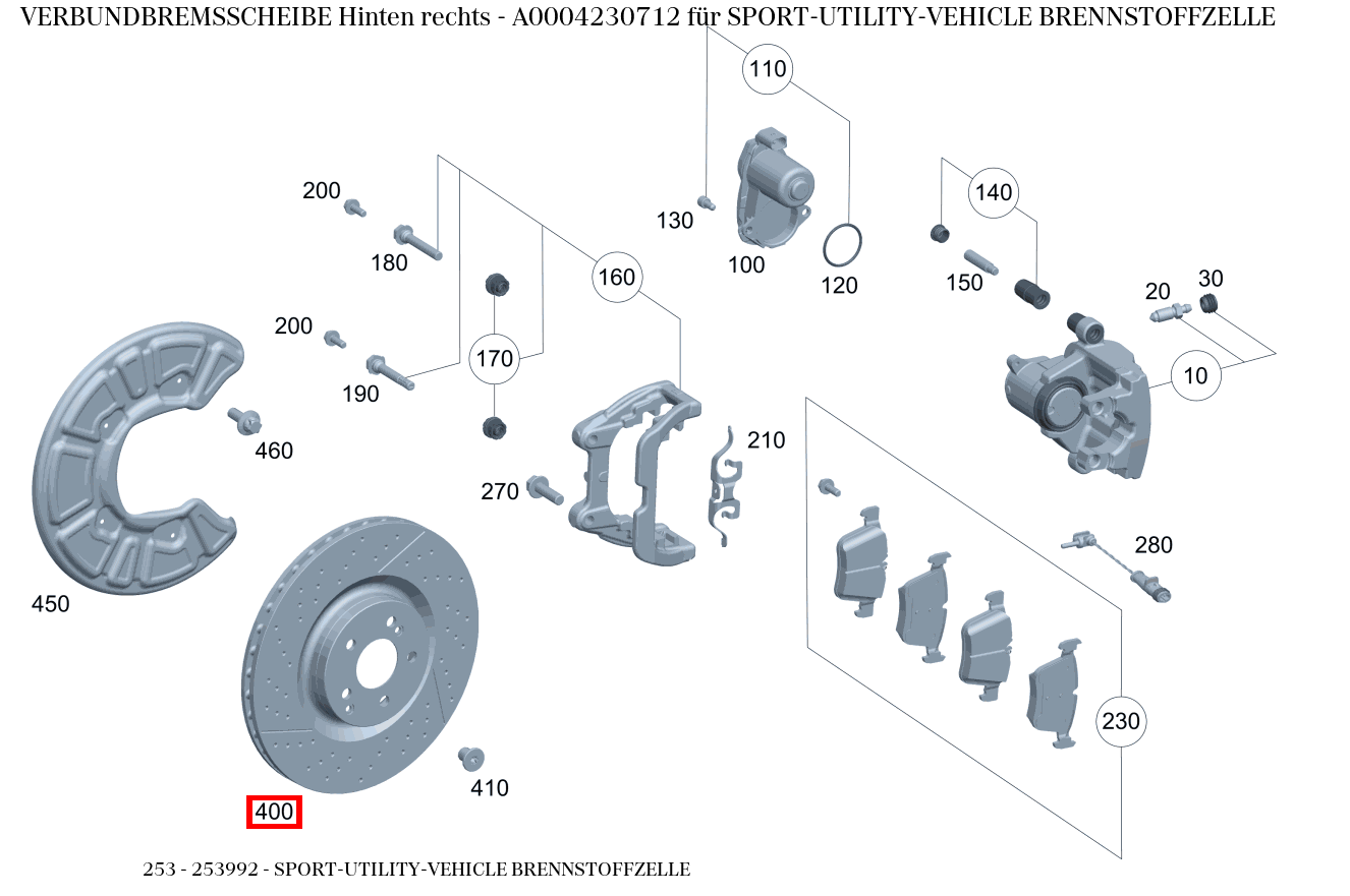 Verbundbremsscheibe Hinten rechts SPORT-UTILITY-VEHICLE BRENNSTOFFZELLE 253
