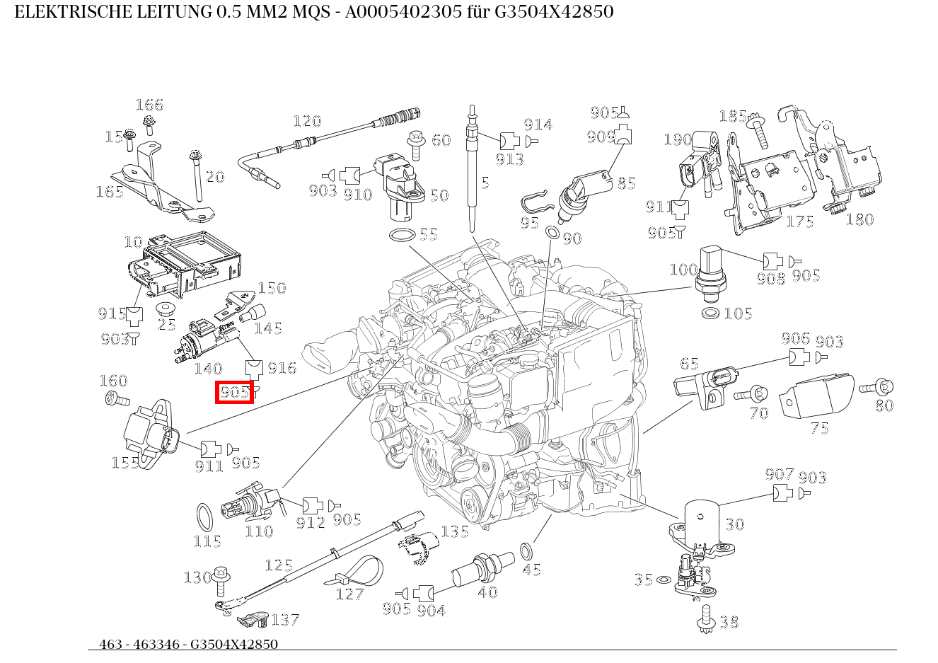 Elektrische Leitung 0.5 MM2 MQS G3504X42850 463