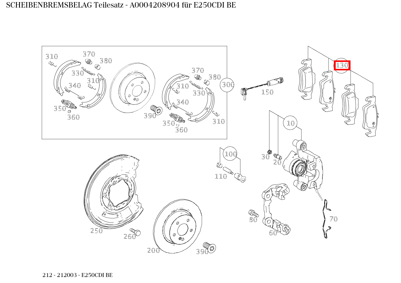 Scheibenbremsbelag Teilesatz E250CDI BE 212 Scheibenbremsbelag Teilesatz E250CDI BE 212