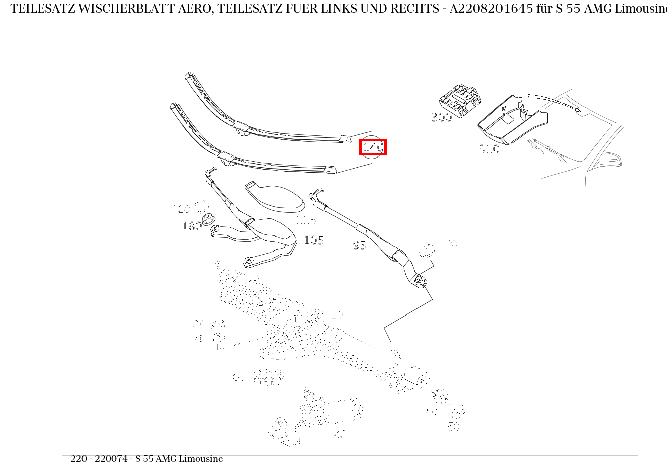 Teilesatz Wischerblatt AERO, TEILESATZ FUER LINKS UND RECHTS S 55 AMG Limousine 220