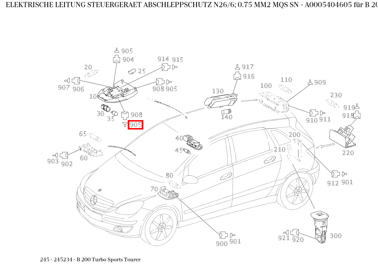 Elektrische Leitung STEUERGERAET ABSCHLEPPSCHUTZ N26/6; 0.75 MM2 MQS SN B 200 Turbo Sports Tourer 245