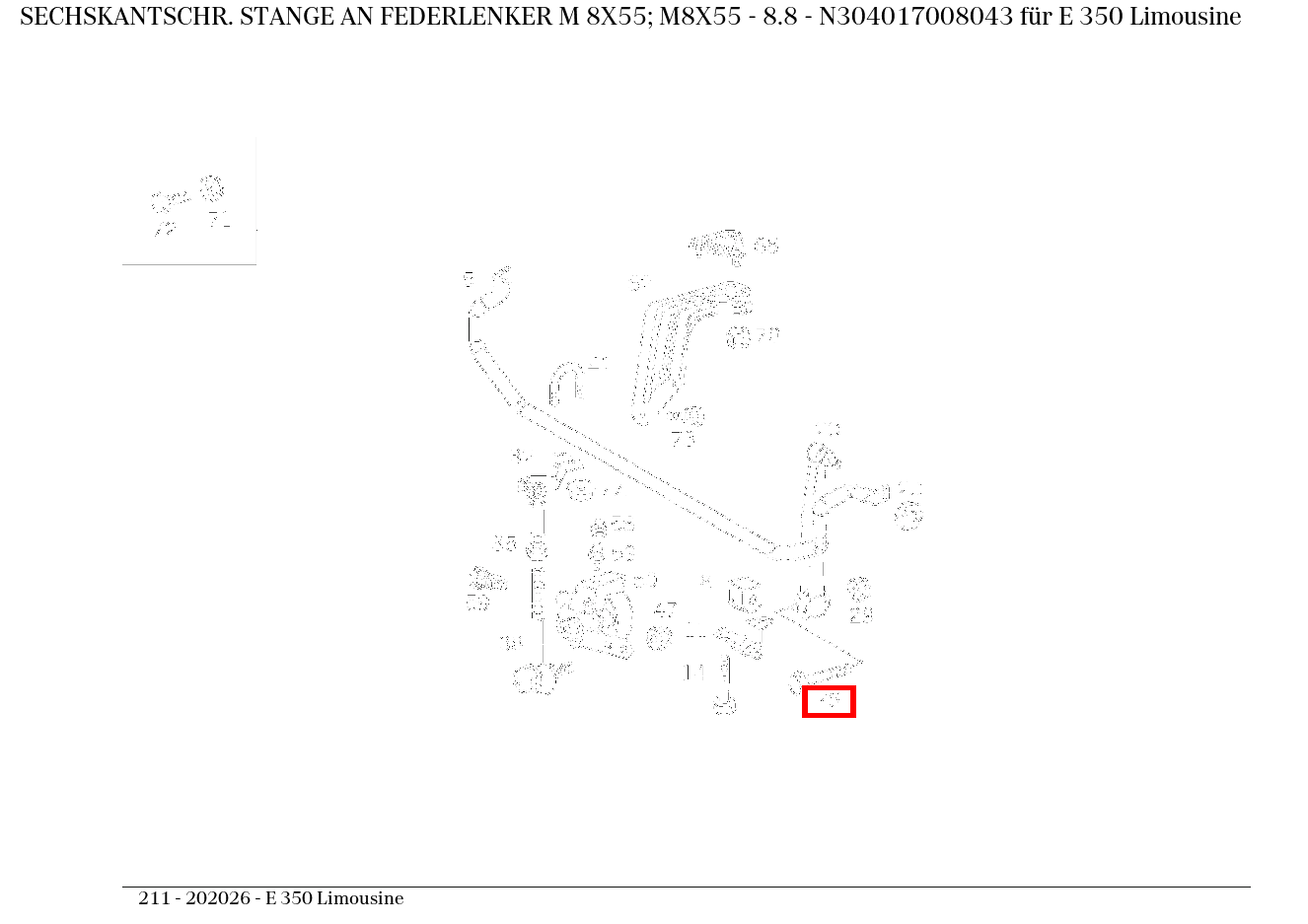 Sechskantschraube STANGE AN FEDERLENKER M 8X55; M8X55 - 8.8 E 350 Limousine 211
