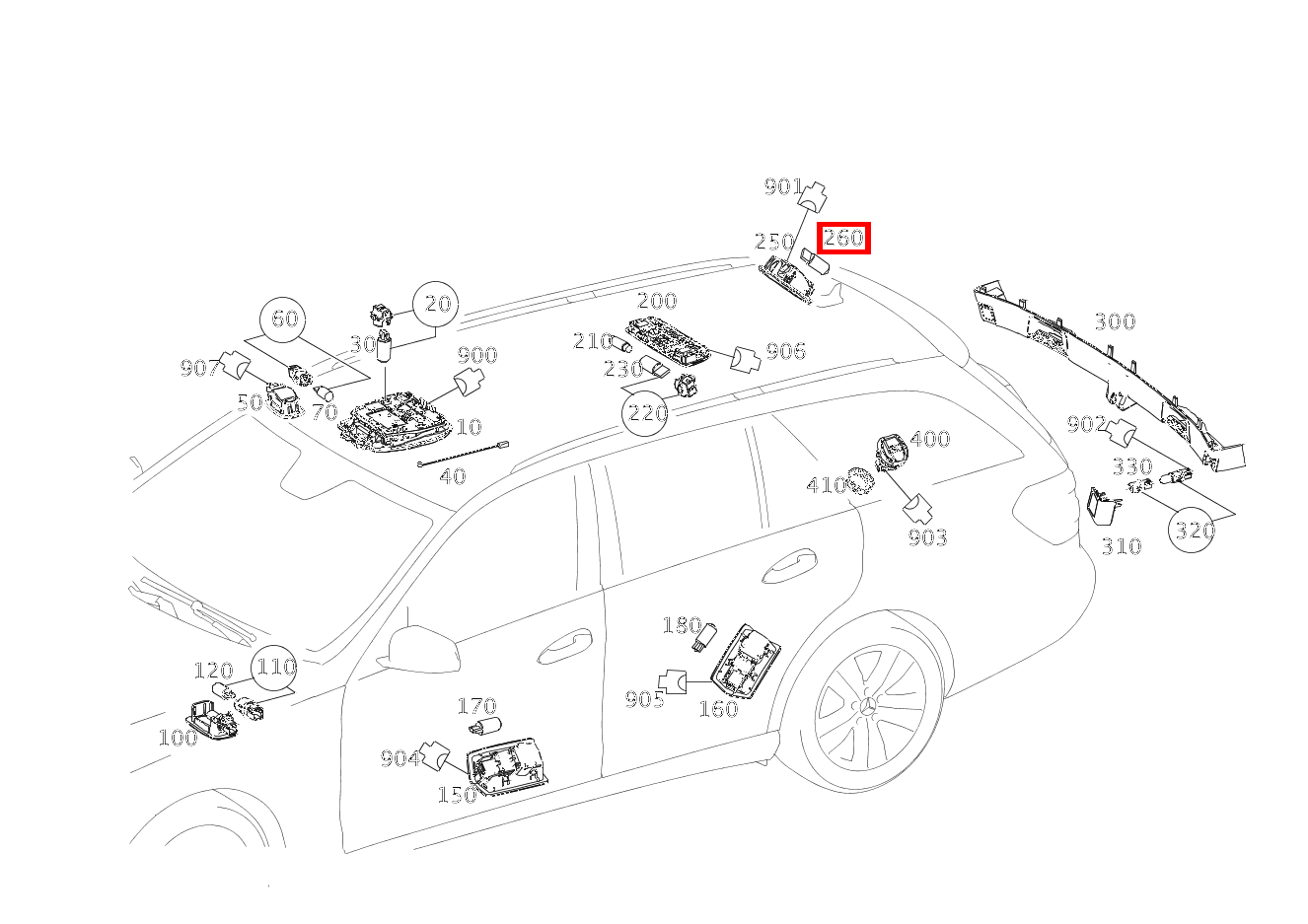 Glühlampe LADERAUMLEUCHTE; 12V-6W E 200 Limousine 213