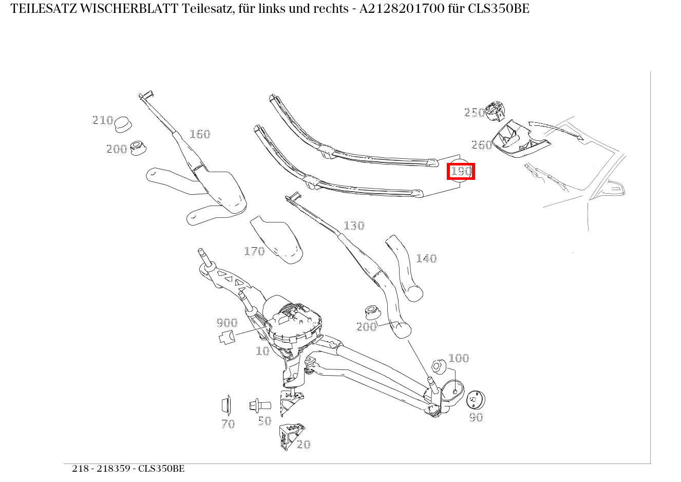 Teilesatz Wischerblatt Teilesatz, für links und rechts CLS350BE 218