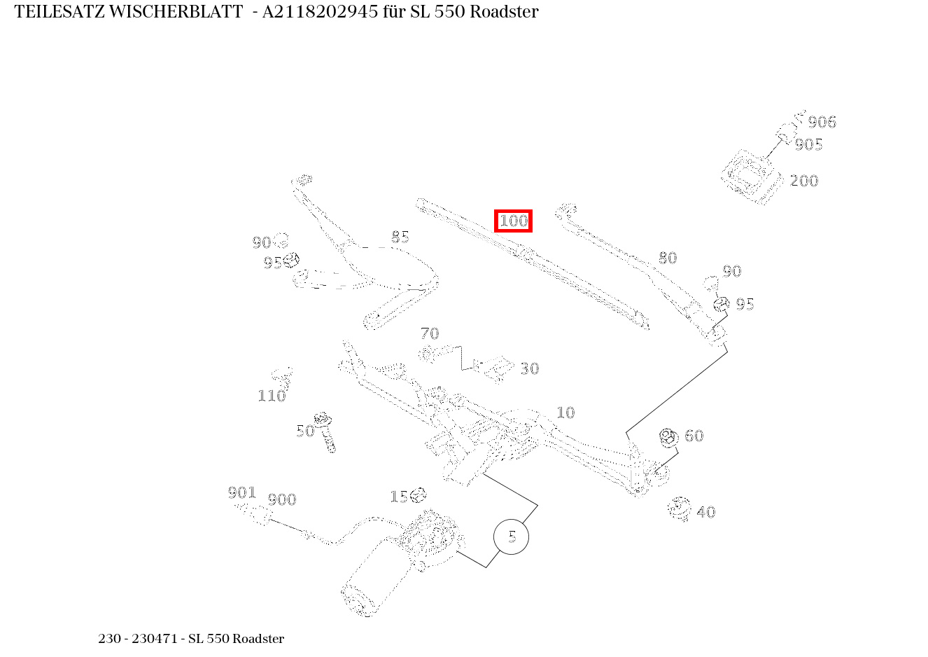 Teilesatz Wischerblatt SL 550 Roadster 230 Teilesatz Wischerblatt SL 550 Roadster 230