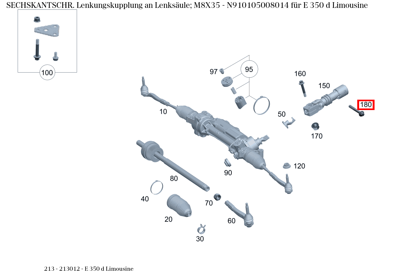 Sechskantschraube Lenkungskupplung an Lenksäule; M8X35 E 350 d Limousine 213