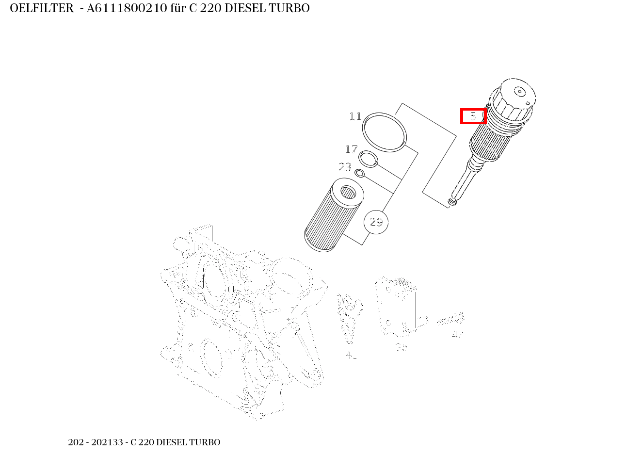 Ölfilter C 220 DIESEL TURBO 202