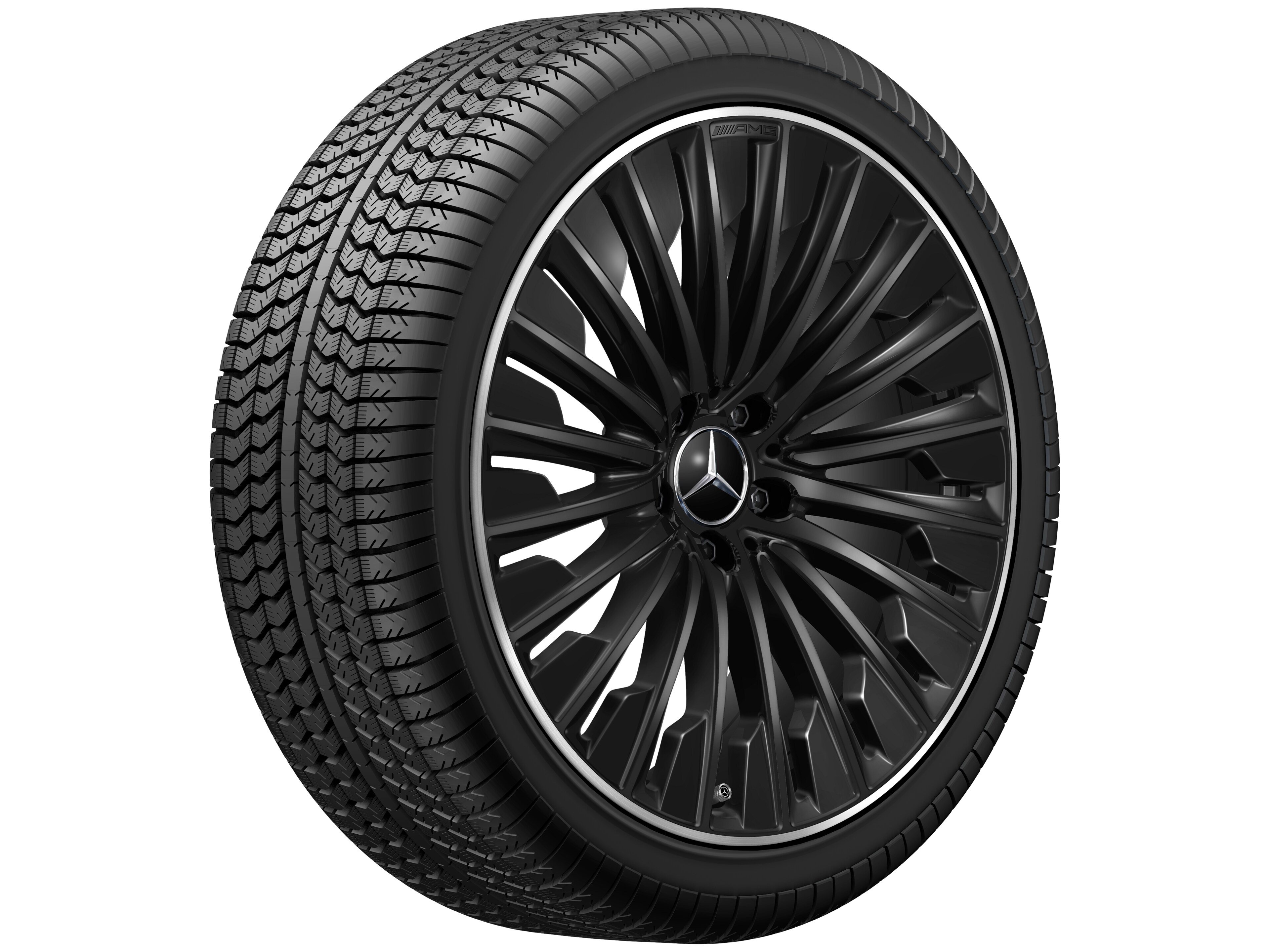 AMG Vielspeichen-Rad, 20 Zoll, Felgenhorn glanzgedreht 8,5 J x 20 ET 35,5, schwarz