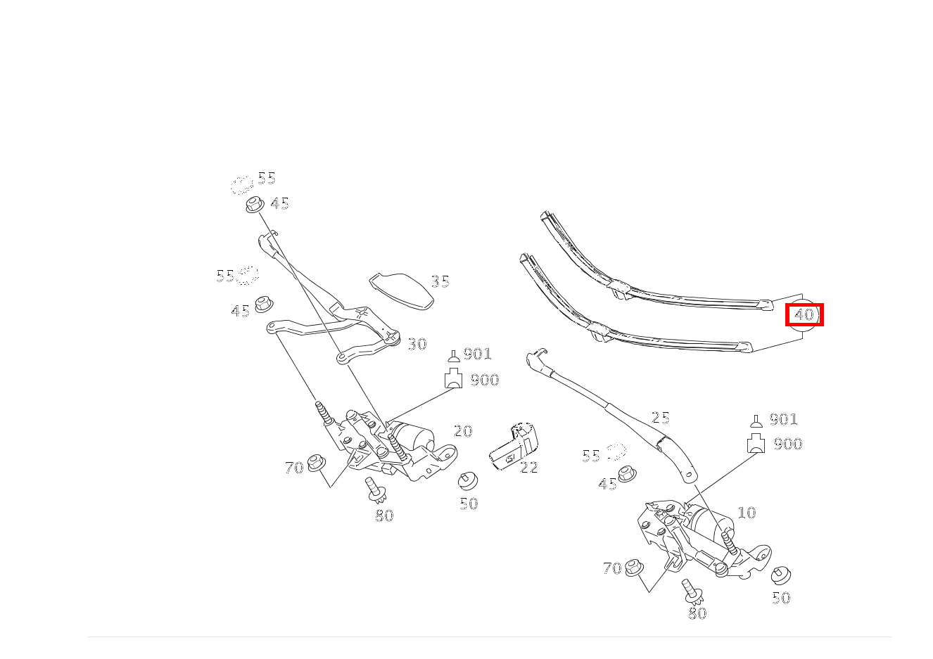 Teilesatz Wischerblatt LINKS UND RECHTS S500/S550 4MATIC 221