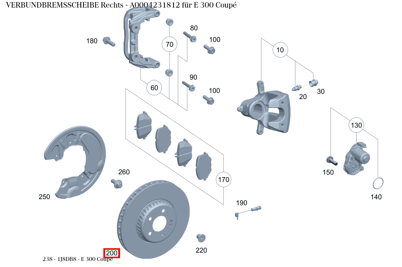 Verbundbremsscheibe Rechts E 300 Coupé 238