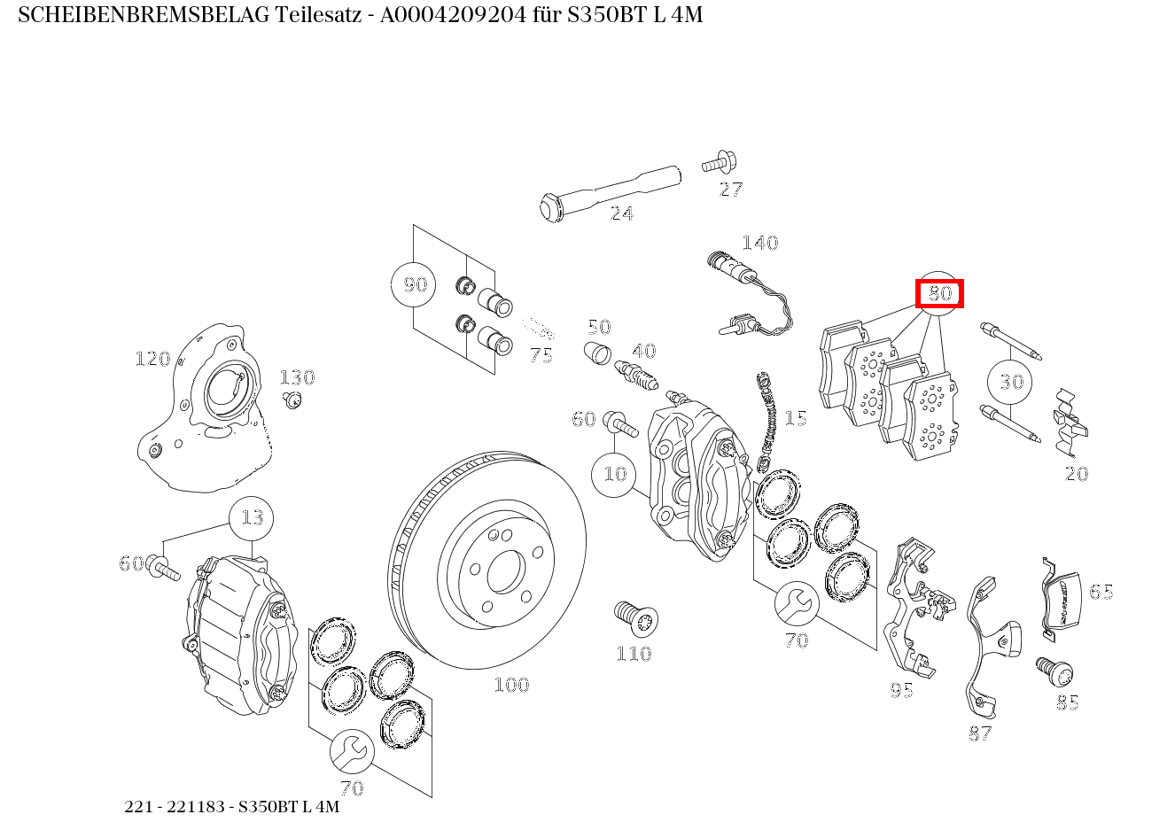 Scheibenbremsbelag Teilesatz S350BT L 4M 221 Scheibenbremsbelag Teilesatz S350BT L 4M 221