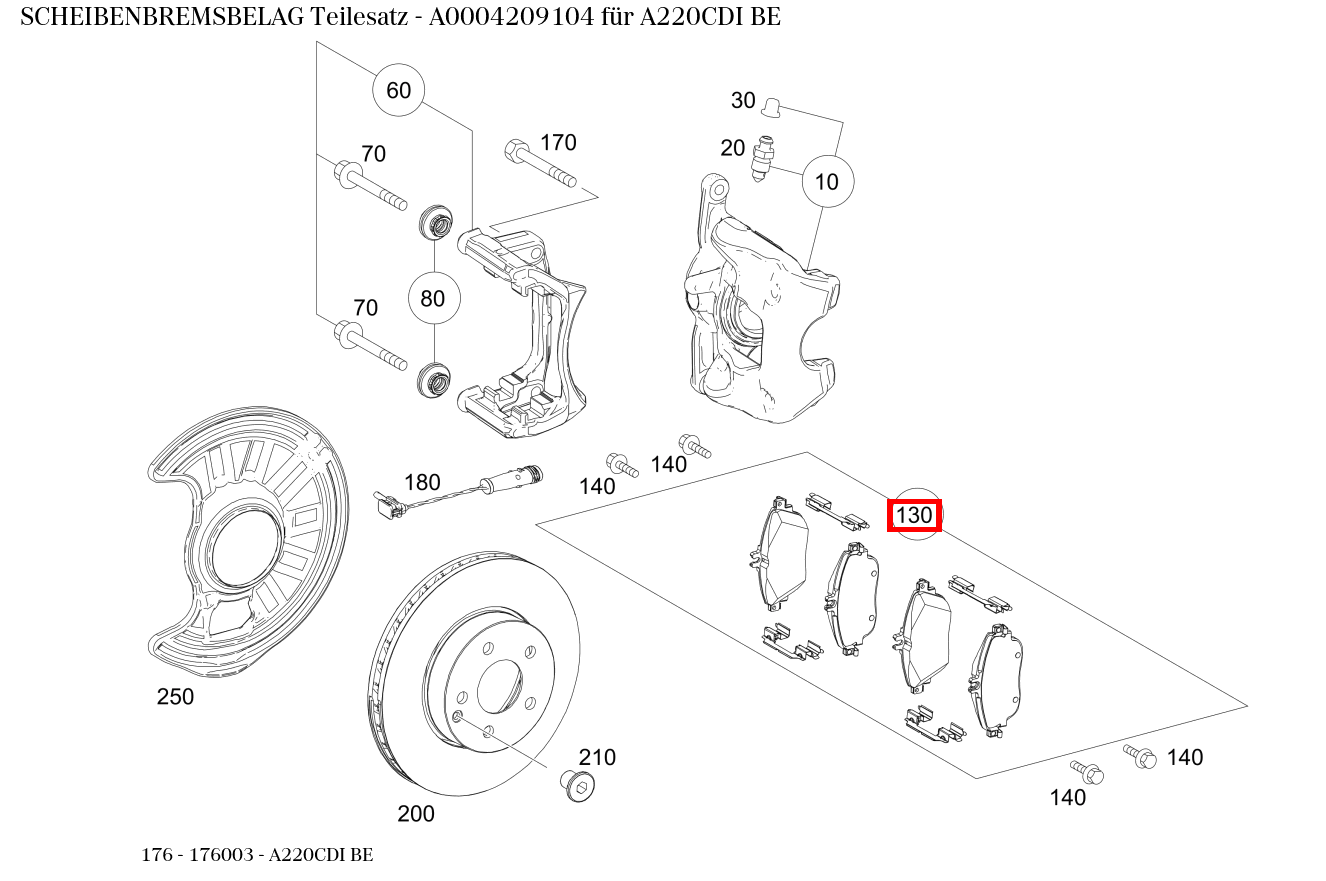 Scheibenbremsbelag Teilesatz A220CDI BE 176 Scheibenbremsbelag Teilesatz A220CDI BE 176