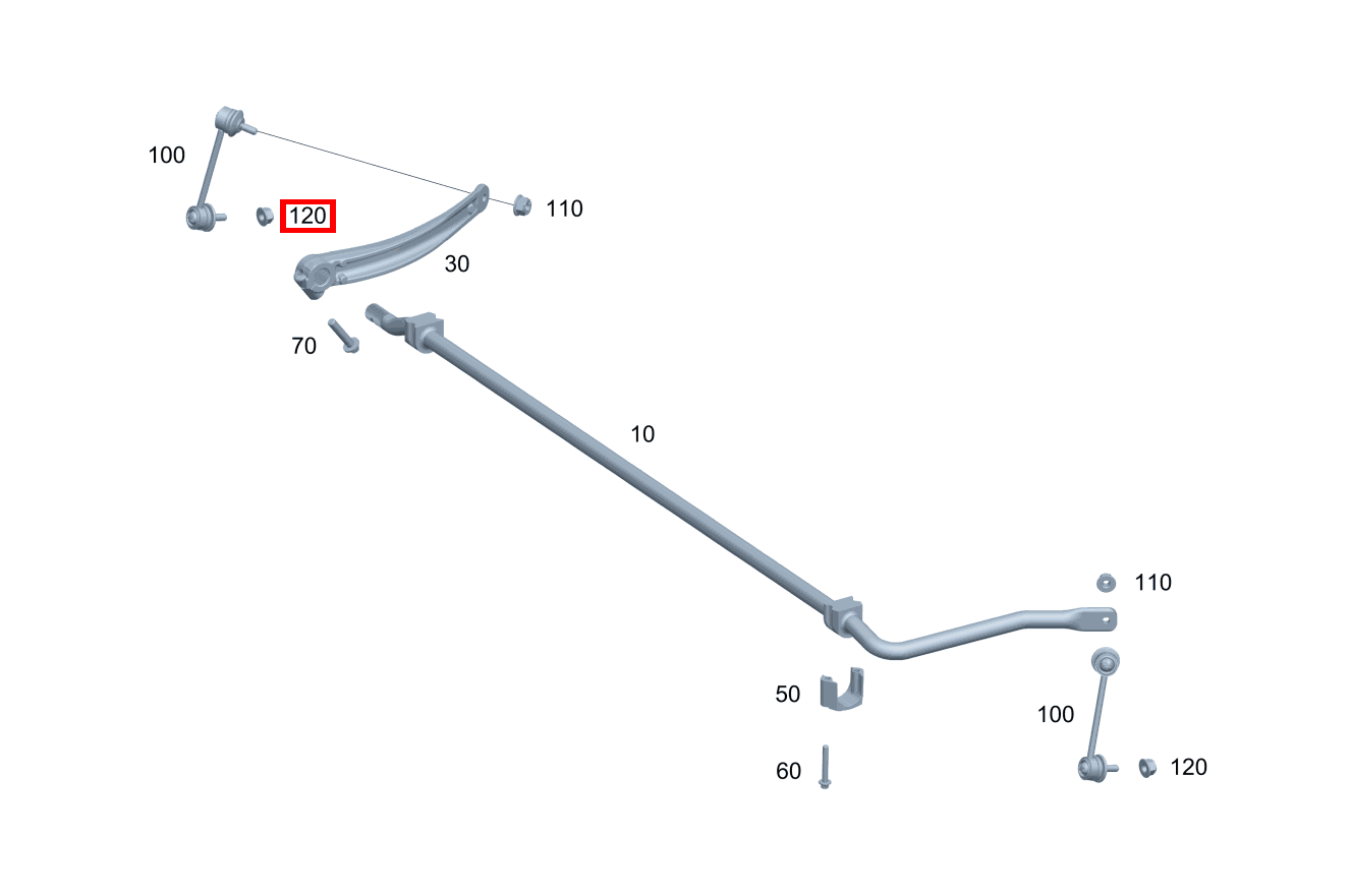 Mutter DREHSTABGESTAENGE AN RADTRAEGER RECHTS; M10 Mercedes-AMG GT Roadster 190 Mutter DREHSTABGESTAENGE AN RADTRAEGER RECHTS; M10 Mercedes-AMG GT Roadster 190
