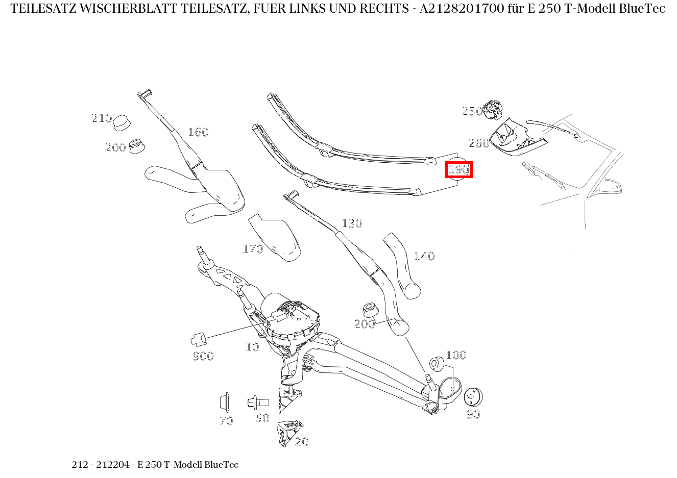 Teilesatz Wischerblatt TEILESATZ, FUER LINKS UND RECHTS E 250 T-Modell BlueTec 212