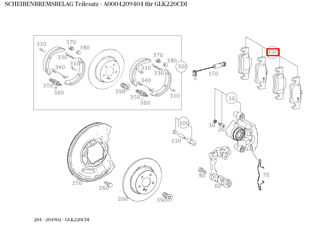 Scheibenbremsbelag Teilesatz GLK220CDI 204 Scheibenbremsbelag Teilesatz GLK220CDI 204