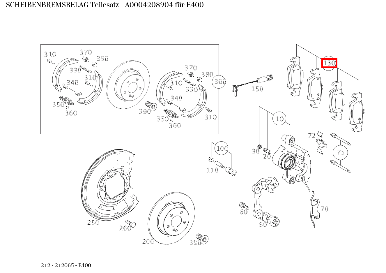 Scheibenbremsbelag Teilesatz E400 212 Scheibenbremsbelag Teilesatz E400 212